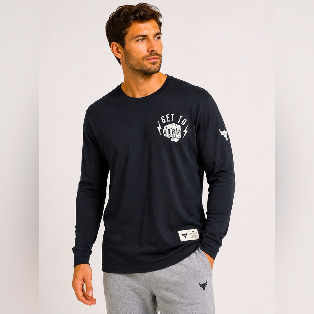 Under Armour Project Rock Get To Work Long Sleeve Shirt Men’s Large Black NWT